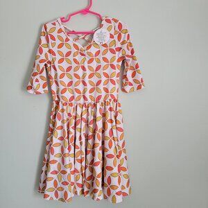 New - 5/6 Dress Dot Dot Smile Girl's White w/ Orange Petals Twirl Ballerina